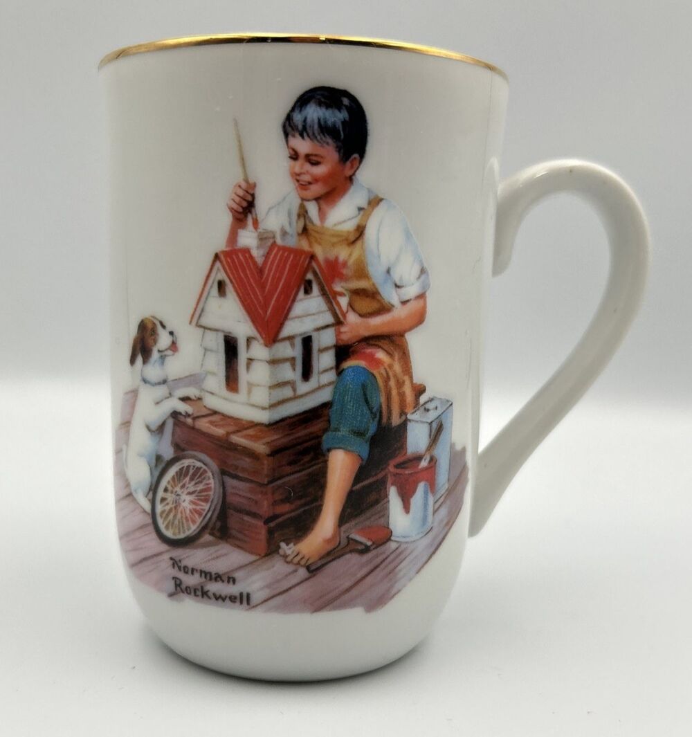Norman Rockwell Museum Porcelain Coffee Mug/Cup Dollhouse for Sis - Vintage -EUC